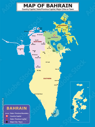 Geography politics map of countries. Map of country with capital, province or state capital, major cities and town.