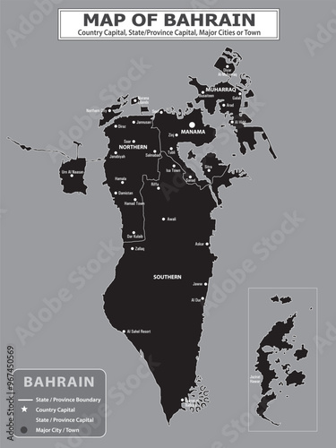 Geography politics map of countries. Map of country with capital, province or state capital, major cities and town.