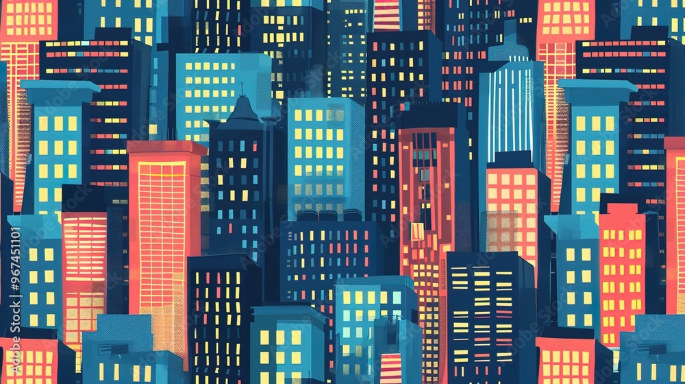 Obraz premium Cityscape pattern wallpaper