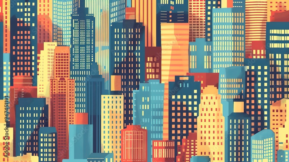 Obraz premium Cityscape pattern wallpaper