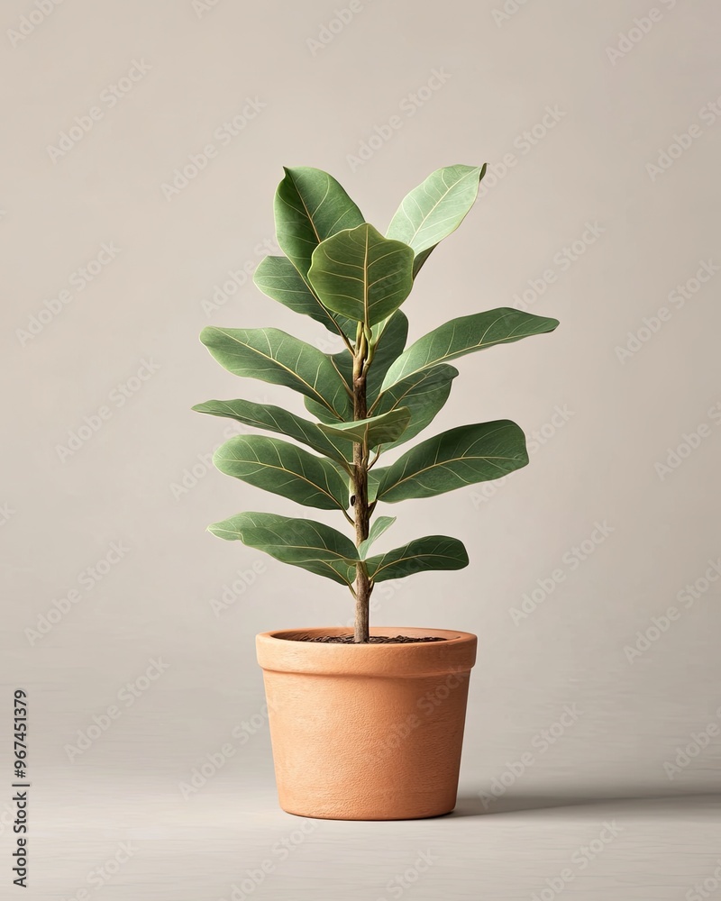 Stylish potted plant with lush green leaves, perfect for home decor and interior design settings. Stylish potted plant with lush green leaves, perfect for home decor and interior design settings.