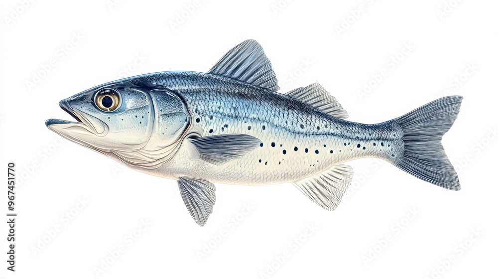 Fototapeta premium Bluefish clipart, element, 3D illustration, realistic, isolated on white background