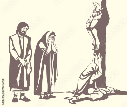 Vector drawing. Jesus on the cross