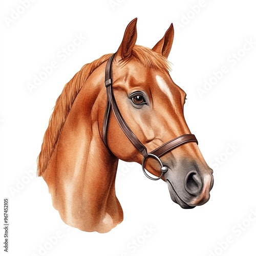 Detailed illustration of a beautiful horse's head, showcasing its features and elegance against a clean background.