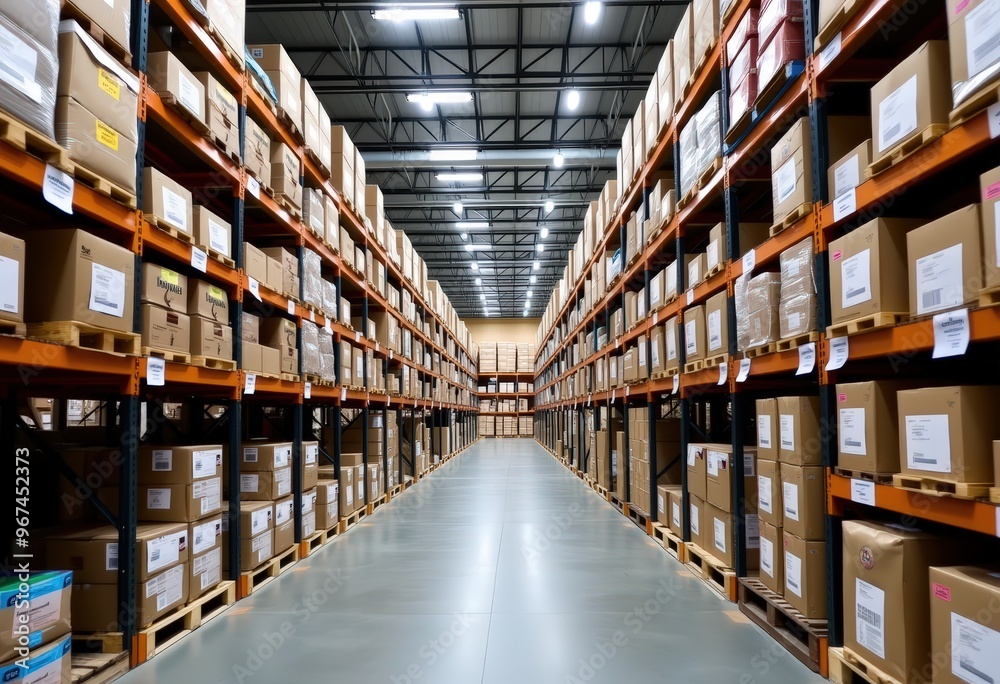 warehouse shelves in warehouse