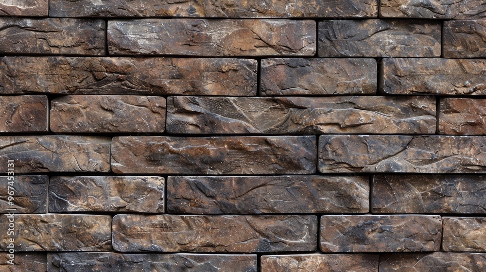 Construction of a brick wall in brown color Construction of a brick wall in brown color