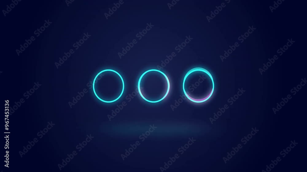 Animation of glowing neon circles moving over black background Animation of glowing neon circles moving over black background