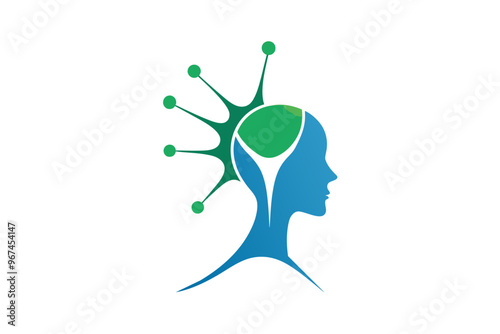 Brain with human head minimalist logo vector