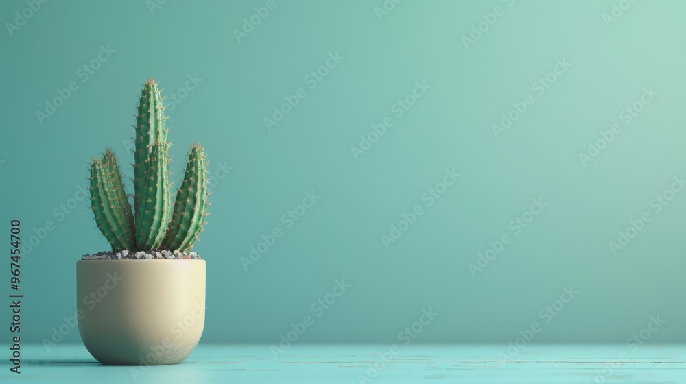 Copy space on a desk with a cactus Copy space on a desk with a cactus