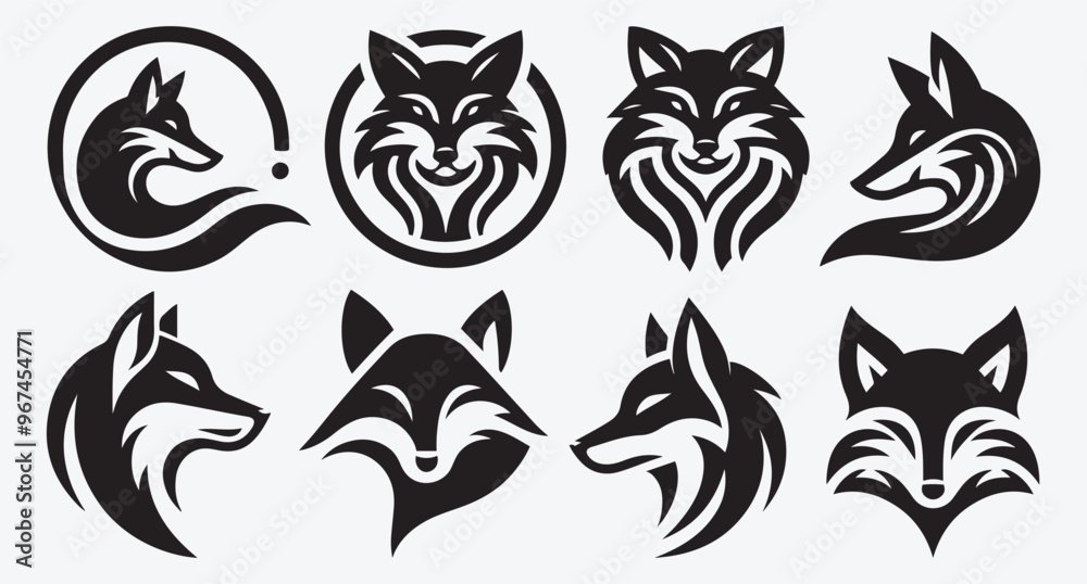 Fox Logo Silhouette Bundle Clip Art Vector Illustration Fox Logo Silhouette Bundle Clip Art Vector Illustration