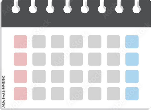 日曜日始まりの卓上カレンダーのイラスト