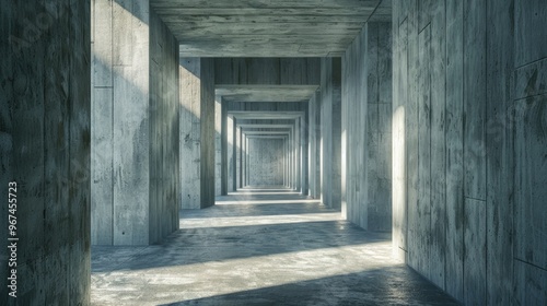 Corridor in a deserted concrete structure