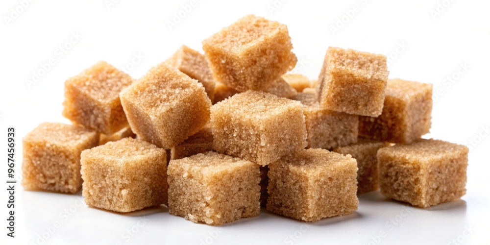Pieces of brown sugar isolated on background , sweet, sugary, translucent, ingredient, cooking, baking, dessert, natural