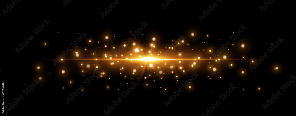 Gold glittering dots, sparkles, particles and stars on a black background. Abstract light effect. Gold luminous points. Vector illustration. Gold glittering dots, sparkles, particles and stars on a black background. Abstract light effect. Gold luminous points. Vector illustration.