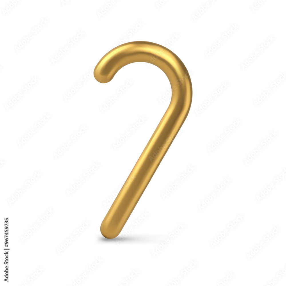 Realistic gold Christmas candy cane twisted ornamental festive sweet delicious vector illustration. Bright metallic golden Xmas decorative toy spruce design greeting stick winter holiday isolated Realistic gold Christmas candy cane twisted ornamental festive sweet delicious vector illustration. Bright metallic golden Xmas decorative toy spruce design greeting stick winter holiday isolated