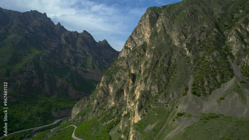 Beautiful aerial view of high cliffs. Landscape and nature of the North Caucasus Beautiful aerial view of high cliffs. Landscape and nature of the North Caucasus