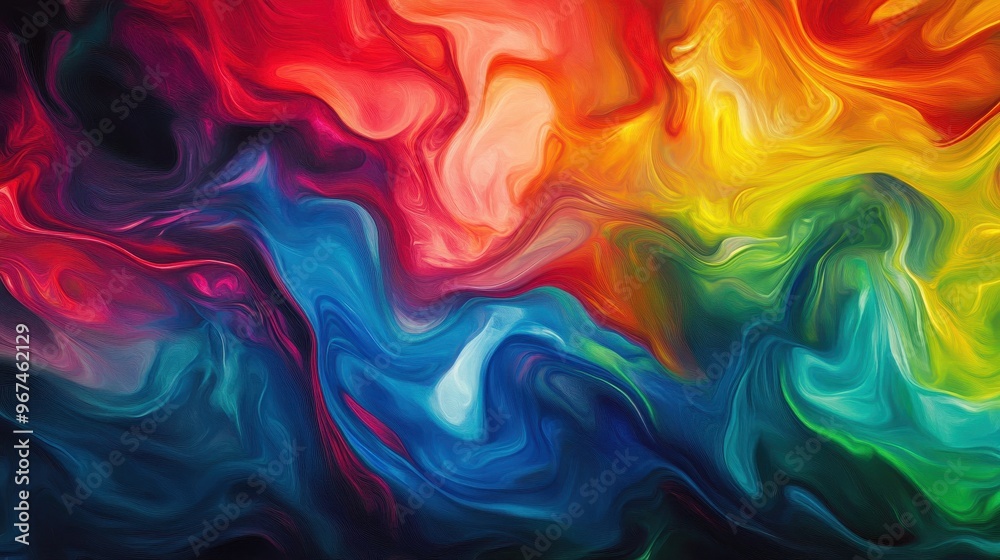 Swirling colors combine in a dynamic display, evoking emotion through rich reds, blues, and yellows that seem to dance together Swirling colors combine in a dynamic display, evoking emotion through rich reds, blues, and yellows that seem to dance together