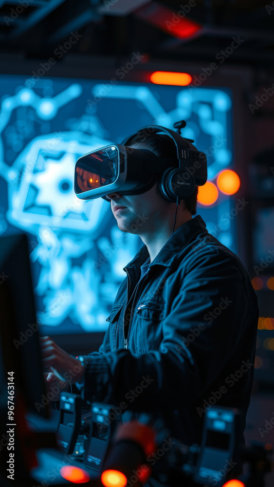 Man Experiencing Virtual Reality Man Experiencing Virtual Reality
