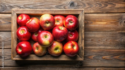 Fresh red apples neatly arranged in a wooden box , apples, fruits, healthy, organic, harvest, wooden box, farm, grocer photo