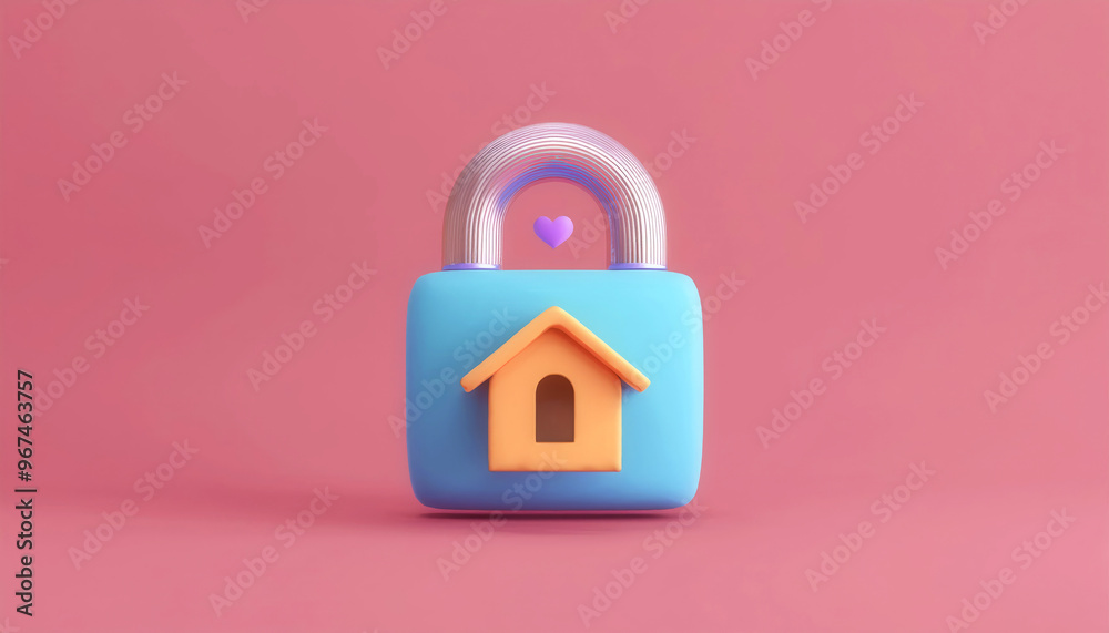 A colorful combination of a lock and a house, representing security and protection for homes in a vibrant setting. A colorful combination of a lock and a house, representing security and protection for homes in a vibrant setting.
