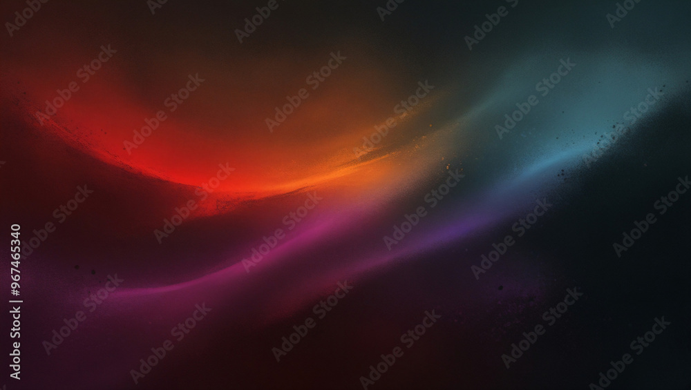 Fototapeta premium Dark grainy color gradient background, purple red orange blue black colors.