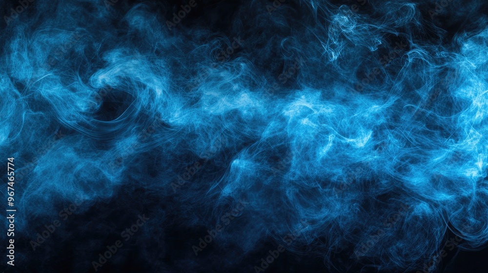 Abstract blue smoke moves on black background. Swirling smoke. Abstract blue smoke moves on black background. Swirling smoke.