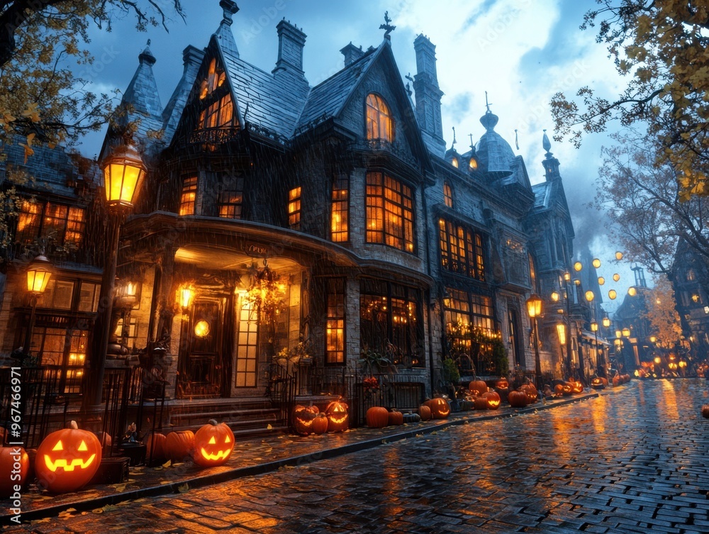 Fototapeta premium Halloween Haunt at the Victorian Manor - Blending Historical Charm with Spooky Frights