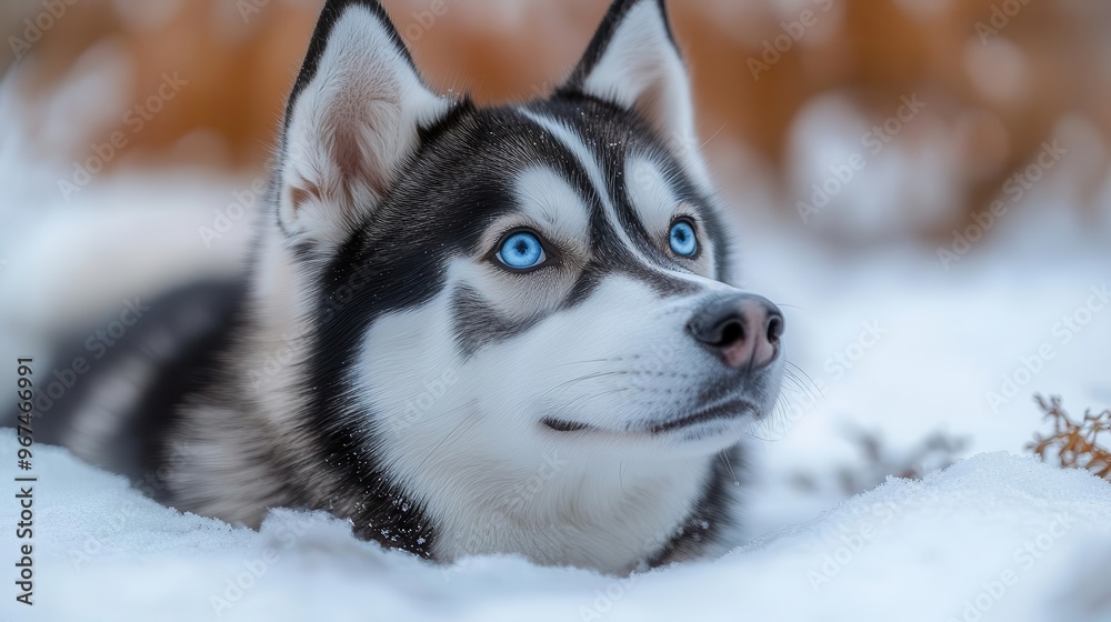 majestic husky dog in snowcovered winter landscape piercing blue eyes contrasting against pristine white background majestic husky dog in snowcovered winter landscape piercing blue eyes contrasting against pristine white background
