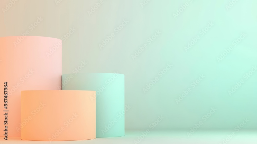 Gradient background, mint green fading to peach, 3D illustration Gradient background, mint green fading to peach, 3D illustration