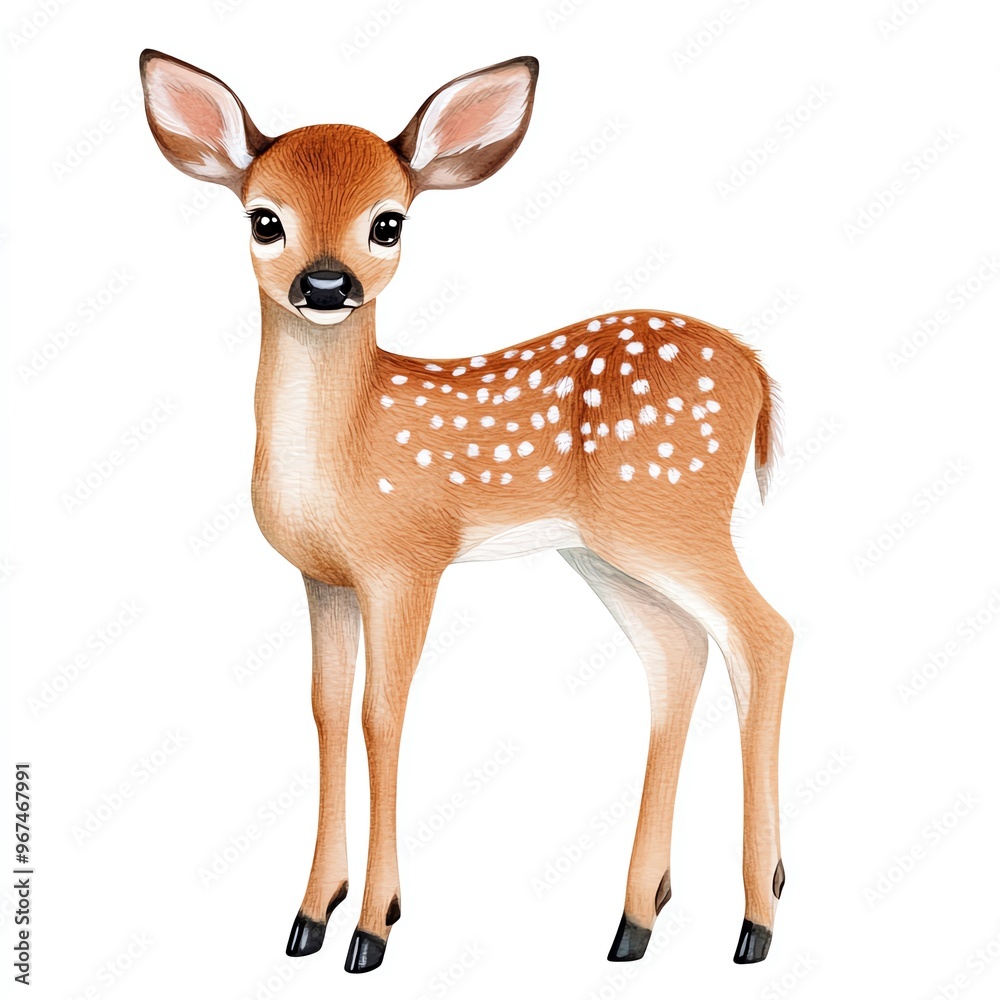 A charming illustration of a young deer, showcasing its delicate features and soft spots, perfect for nature-themed designs. A charming illustration of a young deer, showcasing its delicate features and soft spots, perfect for nature-themed designs.