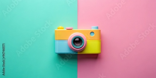 Colorful toy camera on pastel color background, toy camera, colorful, pastel, background, photography, fun, creative, play