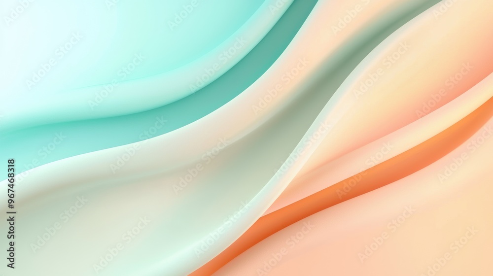 Fototapeta premium Smooth gradient background, soft teal transitioning into light peach, 3D illustration