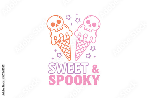 Sweet & Spooky, Retro Halloween Funny quote Typography T shirt Design