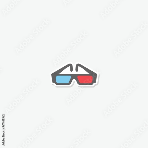 3d glasses icon sticker isolated on gray background