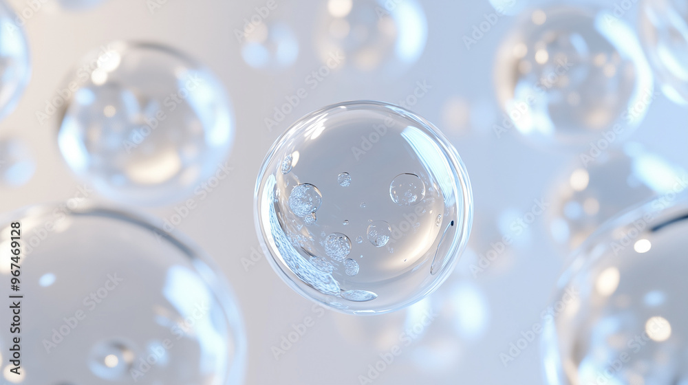 Close-Up of Transparent Bubbles with Soft Reflections and Depth in Focus Close-Up of Transparent Bubbles with Soft Reflections and Depth in Focus