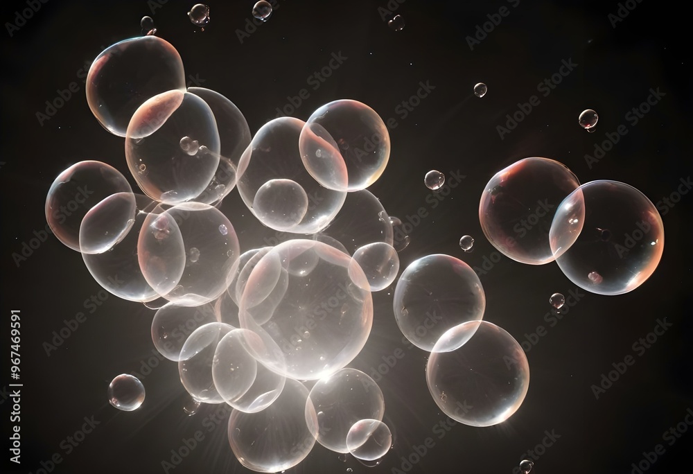 Bubbles floating on a black background with the words bubbles on the bottom Bubbles floating on a black background with the words bubbles on the bottom