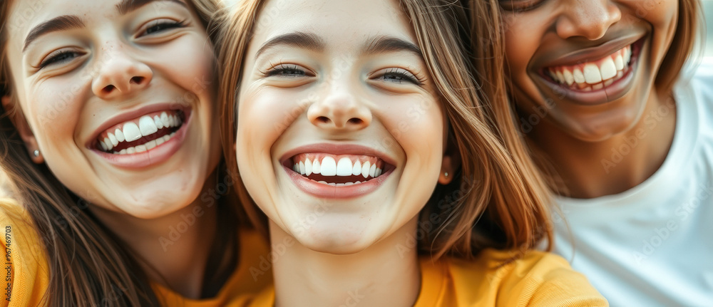 Fototapeta premium Three Women Smiling Together
