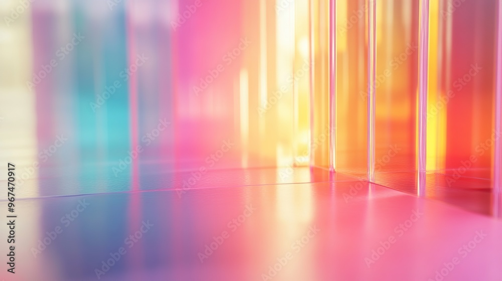Abstract geometric modern background. Neon gradient illuminated glass relief surface. Abstract geometric modern background. Neon gradient illuminated glass relief surface.