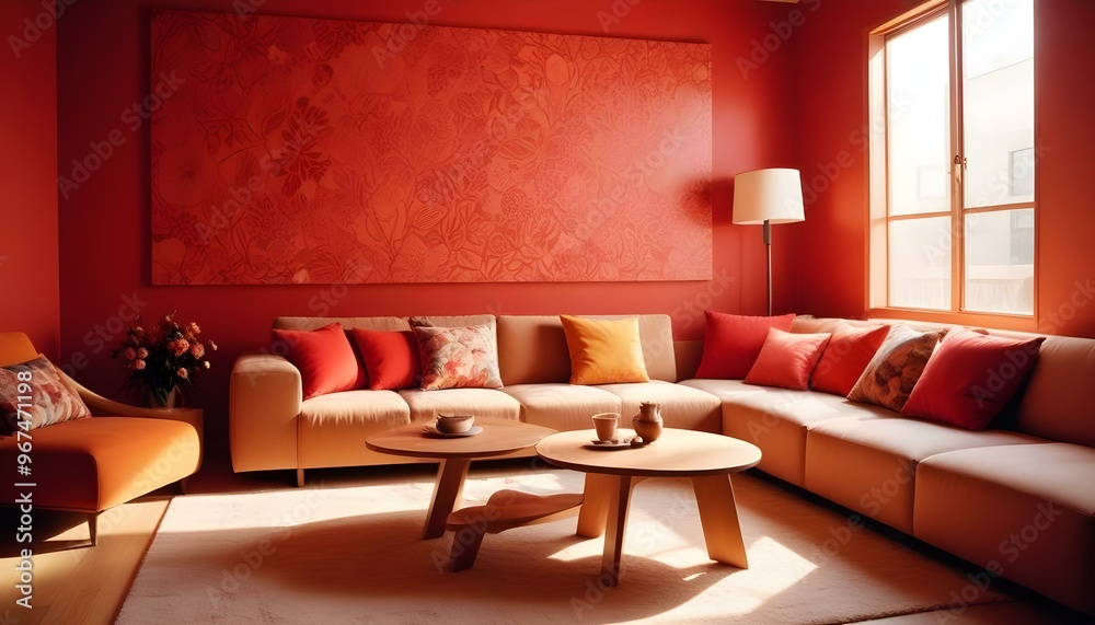 Fototapeta premium Photo interior modern design room 3d illustration;