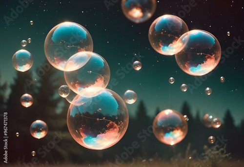 Bubbles floating on a black background with the words bubbles on the bottom