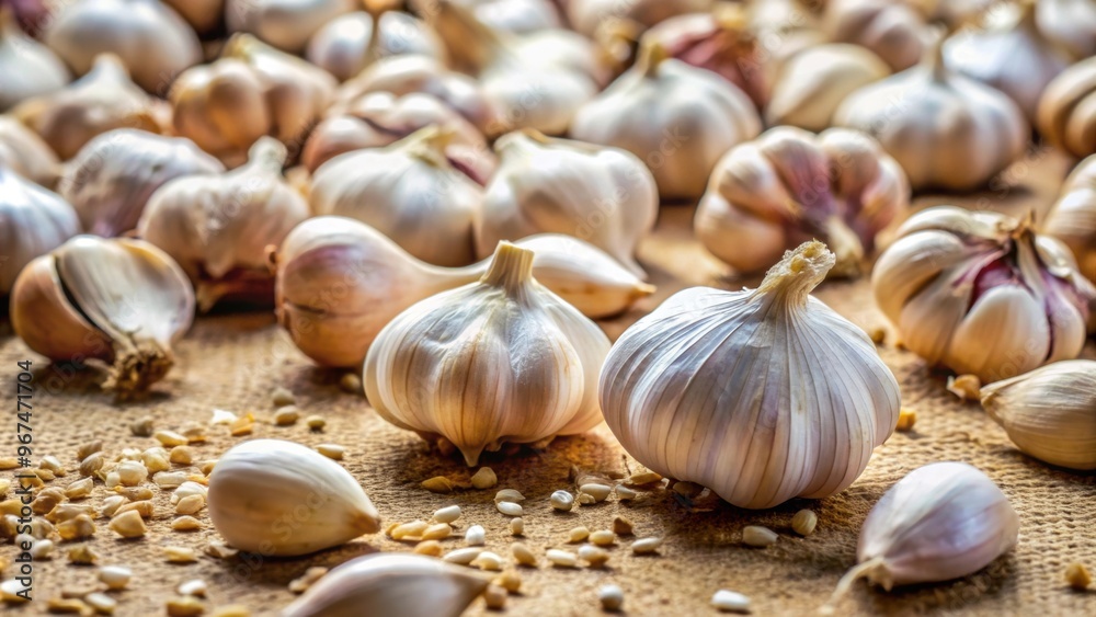 Garlic cloves scattered on the ground, garlic, fresh, organic, food, ingredient, seasoning, culinary, farm, harvest, aromatic Garlic cloves scattered on the ground, garlic, fresh, organic, food, ingredient, seasoning, culinary, farm, harvest, aromatic