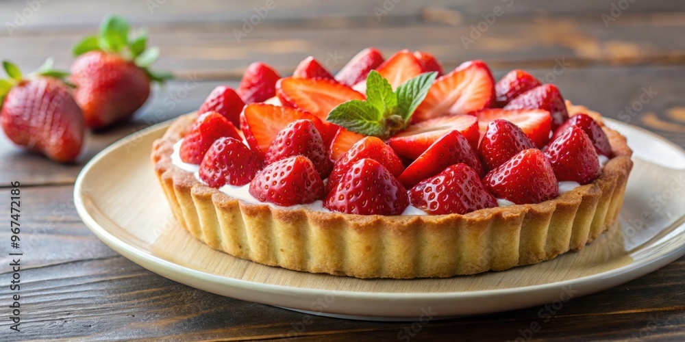 Deliciously prepared strawberry tart served in a restaurant , dessert, pastry, sweet, fresh, fruit, homemade, gourmet Deliciously prepared strawberry tart served in a restaurant , dessert, pastry, sweet, fresh, fruit, homemade, gourmet