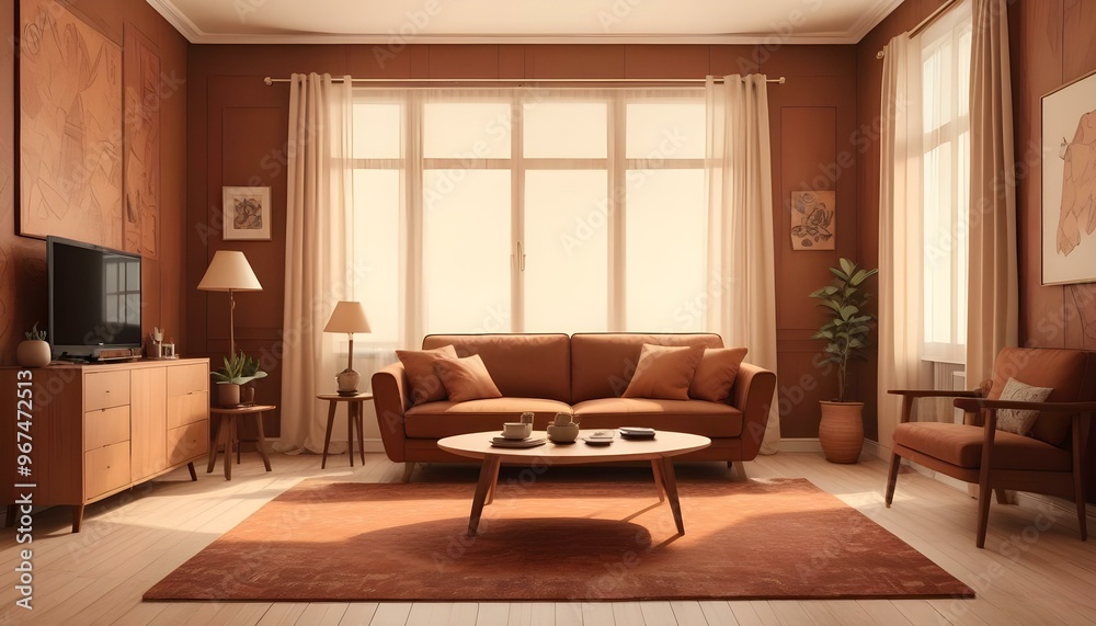 Photo interior modern design room 3d illustration; Photo interior modern design room 3d illustration;