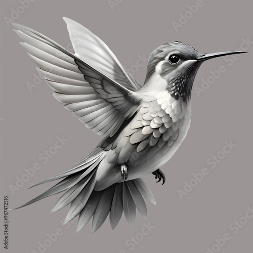 Wallpaper Mural Free Vector cute hummingbird drawing image white background generative ai Torontodigital.ca