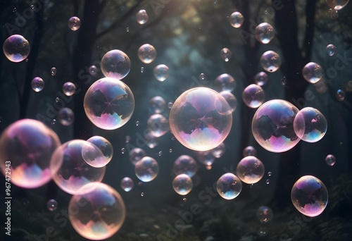 Bubbles floating on a black background with the words bubbles on the bottom