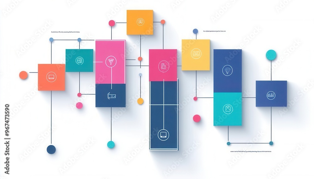 Program development flowchart with interconnected nodes, program development, project management planning-