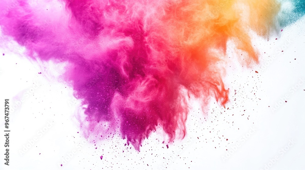 Colored powder explosion on white background. Abstract closeup dust on backdrop. Colorful explode. Paint holi Colored powder explosion on white background. Abstract closeup dust on backdrop. Colorful explode. Paint holi