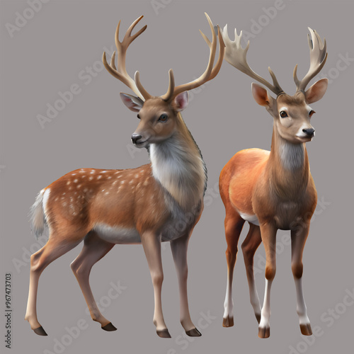 Free Vector A deer with antlers and antlers is shown in a picture  white background generative ai