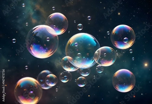 Bubbles floating on a black background with the words bubbles on the bottom