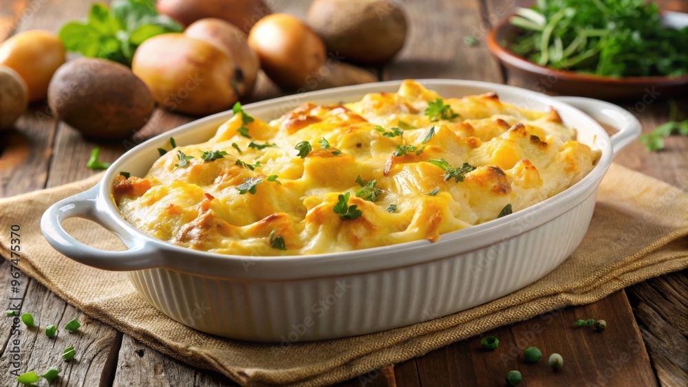 Cheesy potatoes served in a dish , comfort food, savory, creamy, melted cheese, baked, delicious, side dish, meal Cheesy potatoes served in a dish , comfort food, savory, creamy, melted cheese, baked, delicious, side dish, meal
